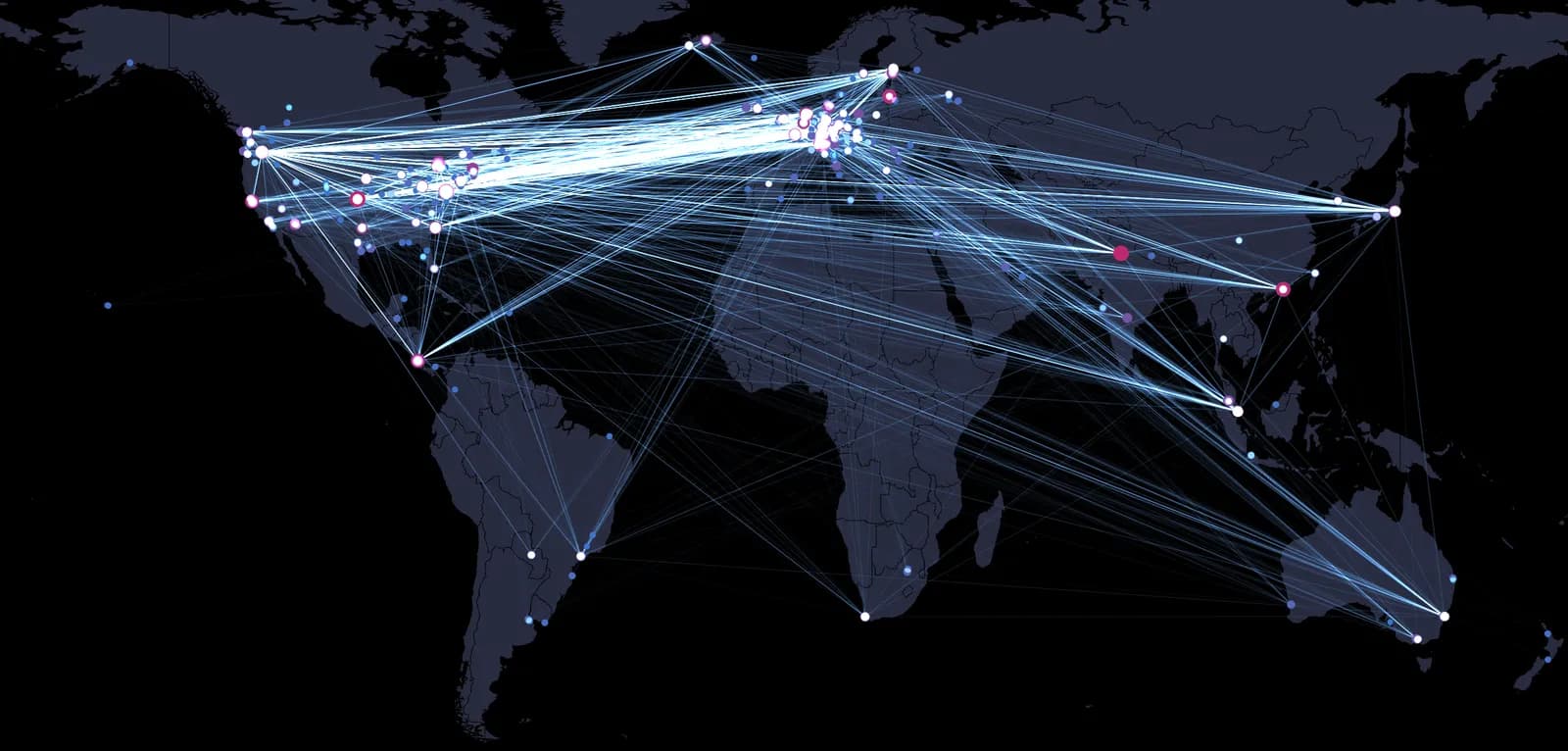 World map of Lightning Network nodes and channels