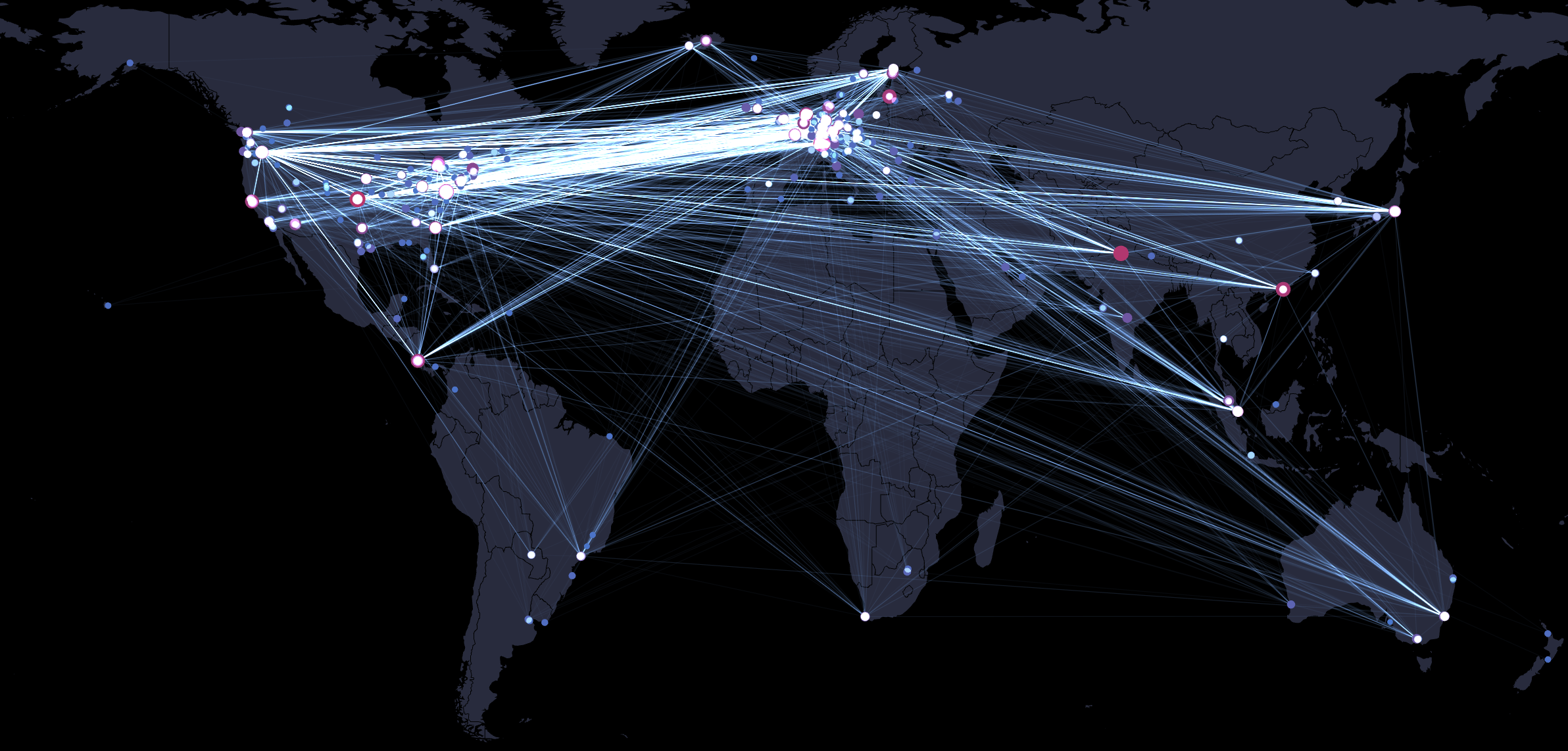 Lightning Network ノード・チャネル世界地図