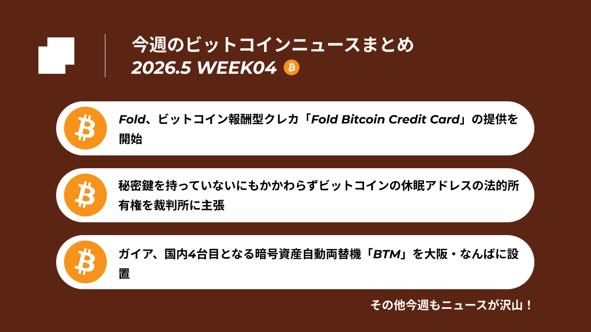 今週のビットコインニュースまとめ｜2026.5 week04